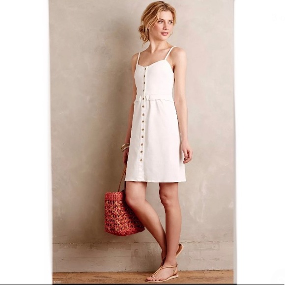 NWT Anthropologie Loup Denim Ruffle Dress White S - Picture 2 of 8